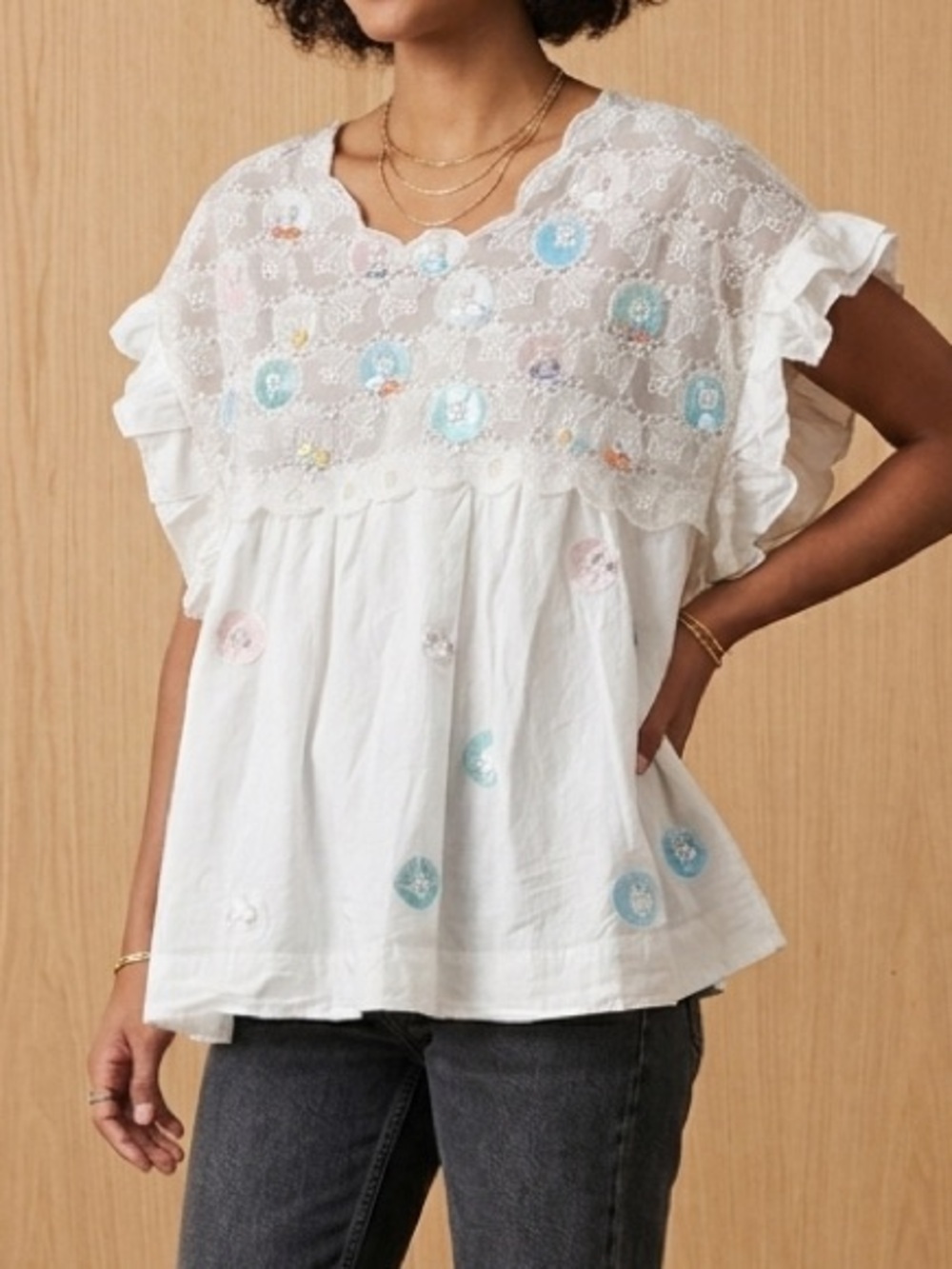 Amid Aggarwal Carousel Lace Swing Top Size 14 By Anthropologie - Picture 5 of 16